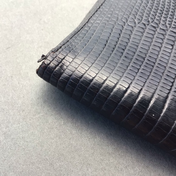 Neiman Marcus Slim Signature Lizard Wallet Made in USA Black - Picture 9 of 15